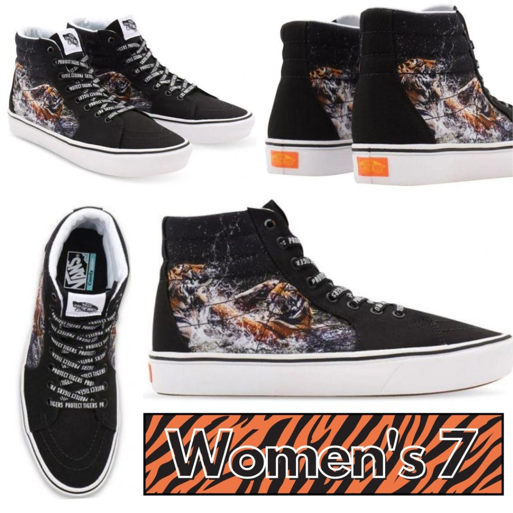 Vans Sk8-hi Discovery Project Cat Protect Tigers ComfyCush Women's 7 Black Canva